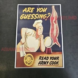 1941 WW2 USA AMERICA READ YOUR ARMY COOK MEAT FOOD WIN WAR PROPAGANDA POSTER G21 - Picture 1 of 9