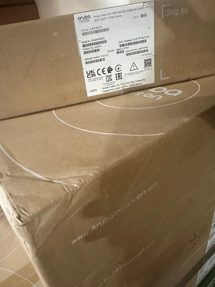 JL807A Aruba Instant On 1960 24G 20p Class4 4p Class6 PoE 2XGT 370W  - Brand New - Image 1 of 1