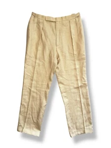 De Colección POLO Ralph Lauren Lana Lino Plisado Puño Pantalones Pata de Gallo Hecho en Italia 42/32 - Imagen 1 de 10