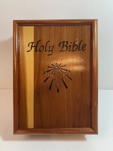 Wooden Cedar Holy Bible Storage Box Union Made 9.5" - Picture 1 of 5