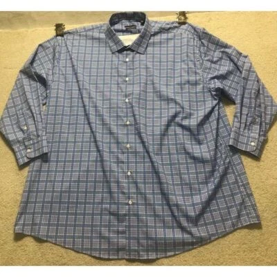 Camisa de vestir Shaquille O'Neal para hombre XLG talla 19 34/35 azul a cuadros refrescante GRANDE y alta Foto 1 de 2