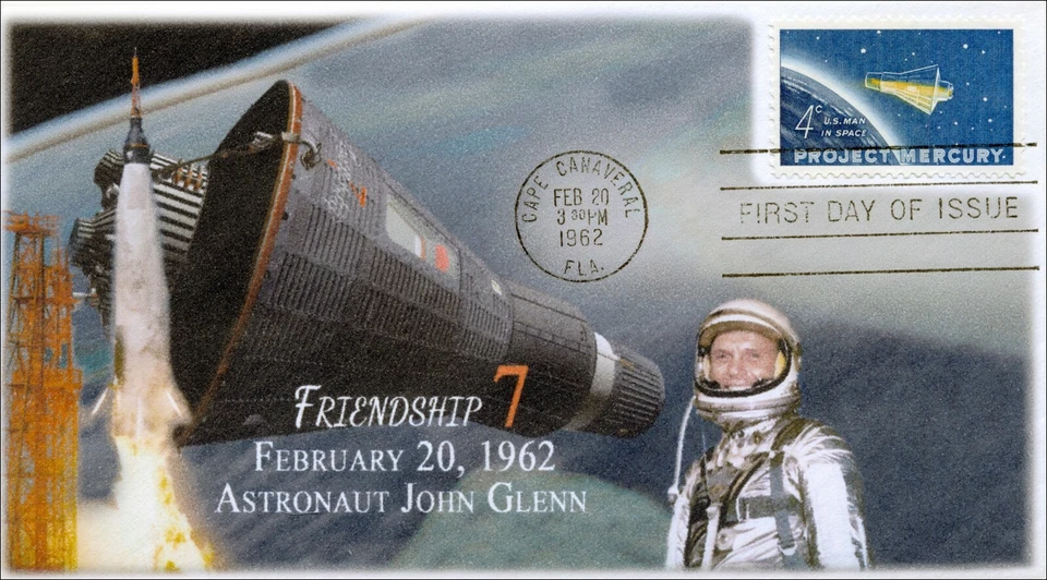 A0-1193-1, 1962, Friendship 7, John Glenn,  FDC, SC 1193, Mercury - Image 1 of 1