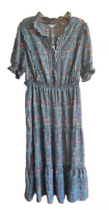 Max Studio Women's Plus Size Green Floral V-Neck 3 Tiered Maxi Dress SZ 3X NWT - Picture 1 of 12