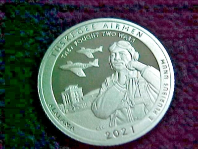 2021 S PROOF SILVER QUARTER TUSKEGEE AIRMAN FROM SILVER PROOF - Image 1 of 2