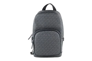 Michael Kors Cooper Medium Black Signature PVC Sling Backpack - Picture 1 of 4