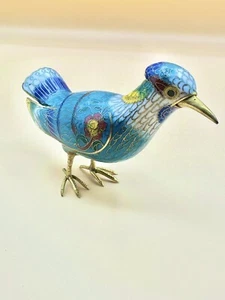 Antique 19th century QING Dynasty, China Cloissone Enamel Silver/ Bronze Bird - Picture 1 of 14