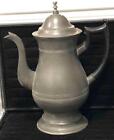 Antique American Pewter Coffeepot, Tall Tea Pot, Roswell Gleason, c. 1840