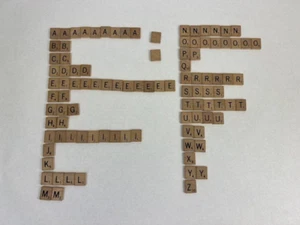 Scrabble Game Replacement 100 Wood Tiles Complete Tile Set - Picture 1 of 4