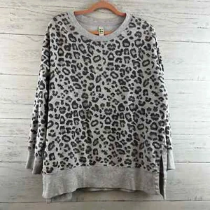 Grüner Tee grau Leopardendruck Rundhalsausschnitt Sweatshirt Größe XXL - Bild 1 von 6