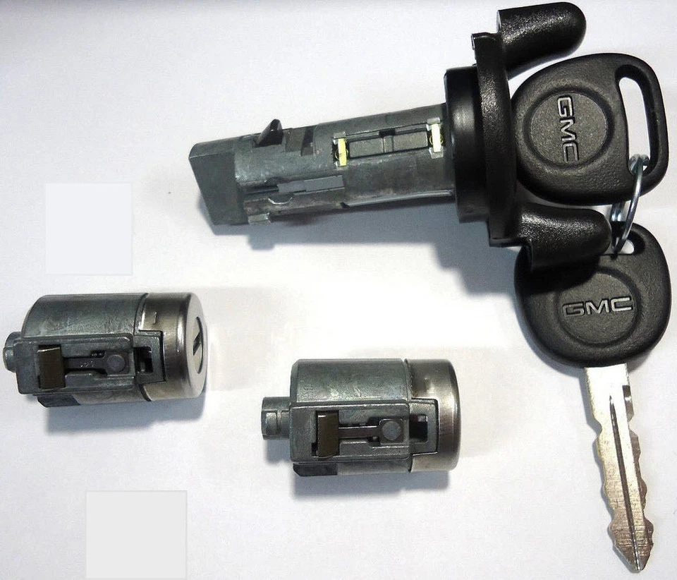 NEW GMC OEM IGNITION SWITCH LOCK CYLINDER + 2 DOOR LOCK CYLINDER + 2 KEYS - Image 1 of 1