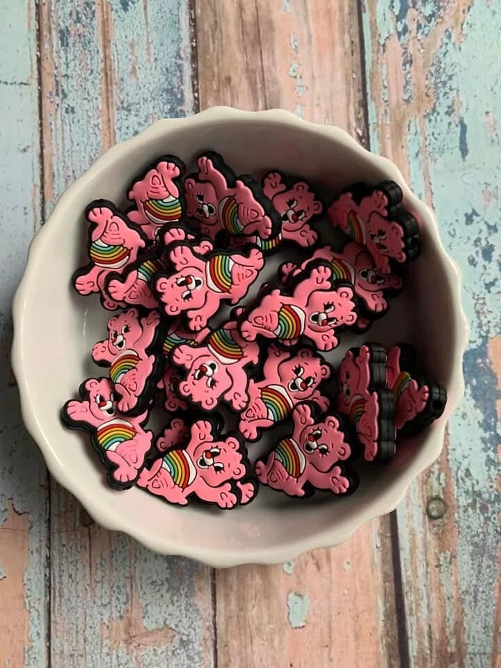 5 Care Bears**Crafty Silicone Beads for Lanyards **Pens & keyrings* - Image 1 of 1