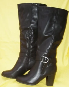 RAMPAGE URSALA WOMEN'S BLACK LEATHER SIDE ZIP w/BUCKLE BOOTS SIZE 9 M NWB - Picture 1 of 10