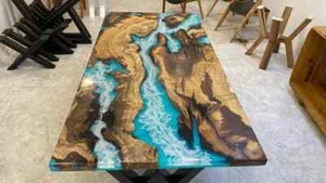 Ocean Wave Epoxy Resin Table, River Table Top, Epoxy Table, Counter Desk decor - Picture 1 of 8