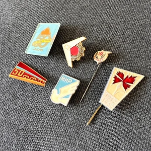 Set of 7 Soviet Communist Enamel Pins Badges USSR Lapel Pins Collector Badges - Picture 1 of 7