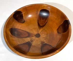 VINTAGE LARGE CENTERPIECE WOOD BOWL JEWISH SYMBOL ON LABEL - Picture 1 of 8