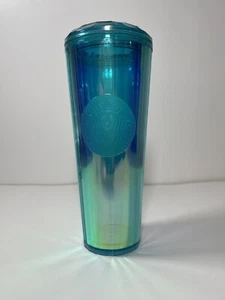 Starbucks 24 oz Teal Blue Iridescent Dome Tumbler Cold Cup Sommer 2021 - Bild 1 von 5