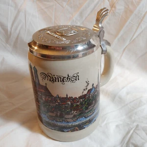 Lowenbrau stein Munchen City ceramic with lid vintage West Germany - Picture 1 of 10