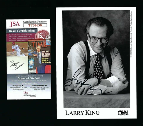 Larry King signed 5"x 7" photograph JSA Authenticated TV & Radio Host Cover