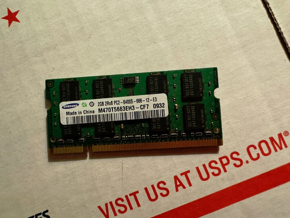 Samsung M470T5663EH3-CF7 2GB 2Rx8 PC2-6400S-666-12-E3 Laptop Memory RAM Stick - Image 1 of 1