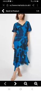 Joanna Hope Blue And Black Ruffle Hem Floral Dress Size 20 - Picture 1 of 9