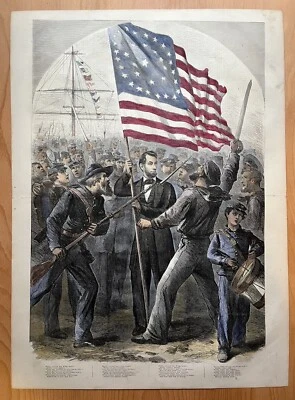 HAND COLORED HARPER’S WEEKLY ABRAHAM LINCOLN 1864 RE-ELECTION CAMPAIGN ENGRAVING - Image 1 of 4