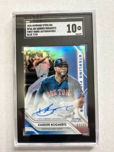 2020 Bowman Sterling First Signs Blue Refractor /25 Xander Bogaerts Auto SGC 10 - Picture 1 of 2