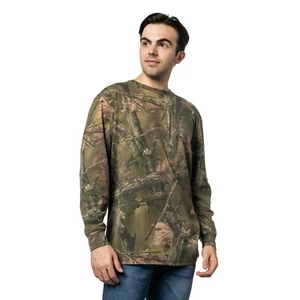 Mens Athletic Cotton Performance Long Sleeve TShirt Crew Neck Casual Sports Tee - Picture 1 of 11
