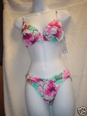 Fantasie 8209/8210 Madelaine 2 件套比基尼 34C/Smll 粉红色/绿松石/Wht Prnt 全新带标签 — 第 1/3 张图片