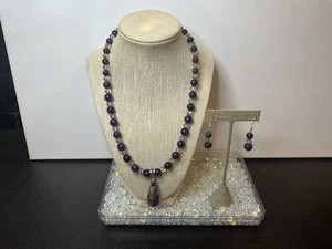 Pendientes 925 hechos a mano de amatista, granate rojo y ab cristal púrpura con cuentas Z - Imagen 1 de 10