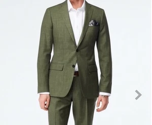 Indochino NUEVO Stockport Lana Lino Oliva Traje Chaqueta 50 - Imagen 1 de 8