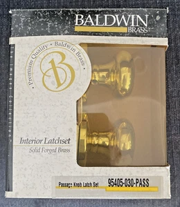 Juego de perillas de puerta de paso Baldwin Classic latón pulido 2 3/8" respaldo armario de pasillo - Imagen 1 de 6