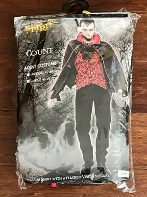 Spirit Count Dracula Black Mens Medium Shirt Vest Cape Fangs Halloween Costume - Image 1 of 4