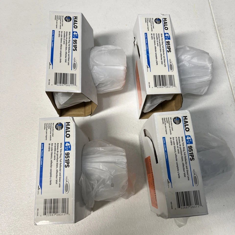 - 4" Recessed Light Lensed Shower Trim Baffle White/Glass Halo 951PS