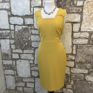Kasper Sheath Dress 10 Mustard Yellow Sleeveless Career Professional Work - Picture 1 of 5