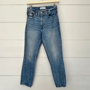 Abercrombie & Fitch Women’s 0 Short Blue Denim High Rise Mom Jeans - Picture 1 of 7