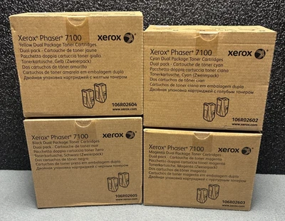 SET Of 4 Xerox Phaser 7100 Black Yellow Cyan Magenta Dual Toner Cartridge SEALED - Image 1 of 4