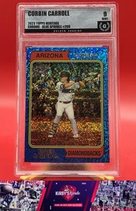 2023 Topps Heritage #209 Corbin Carroll Chrome Blue Sparkle Graded 9 RC - Bild 1 von 2