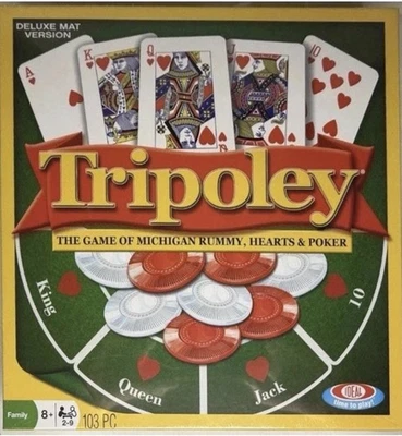 Tripoley 豪华垫 密歇根州游戏 Rummy Hearts & Poker 全新未拆封 — 第 1/2 张图片