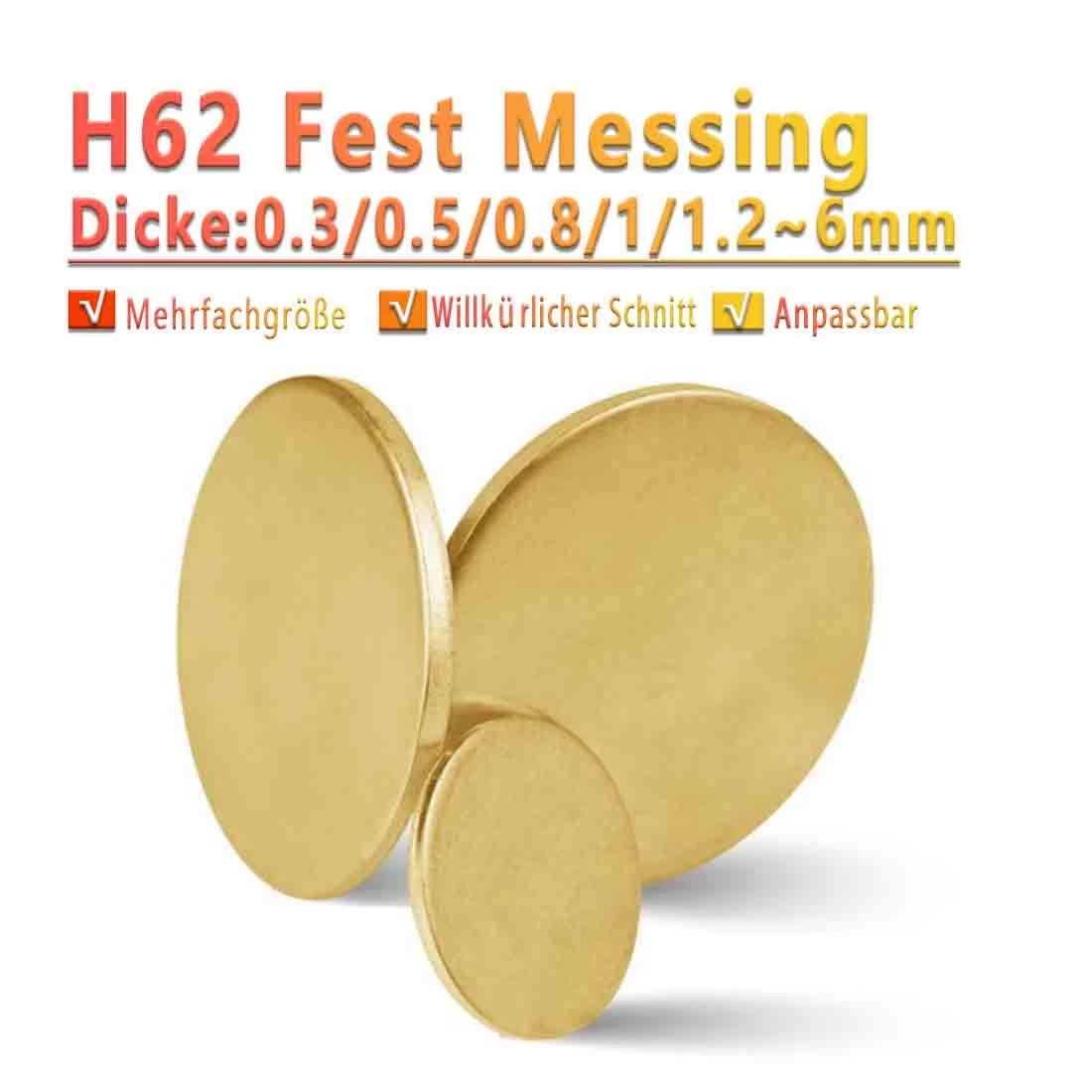 8 Stück Messing-Rundplatten - 5,1 Cm Durchmesser, 0,1 Cm Dick, H62 Messing Für Handwerk