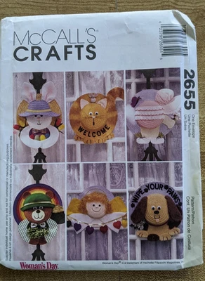 McCalls Pattern #2655 Crafts Sew a StrawHat Door Wreath Bunny Bear Puppy Kitten - Image 1 of 3