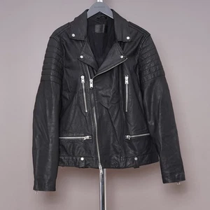 ALL SAINTS Leather Jacket EXTRA LARGE Mens Black Biker Bomber Punk Grail MISHIMA - Picture 1 of 21