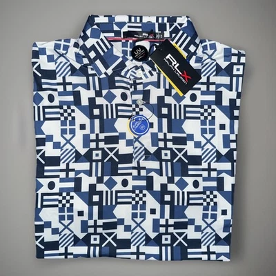 Новый RLX Ralph Lauren SS Polo рубашка для гольфа геометрический темно-синий мульти мужской размер X-Large - Изображение 1 из 4