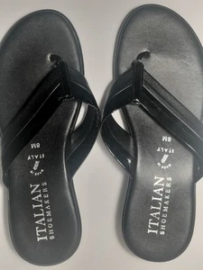 Zapateros italianos ~ Sandalias de tanga negras sin cordones ~ Talla 8 M ~ ¡Excelente estado! - Imagen 1 de 4
