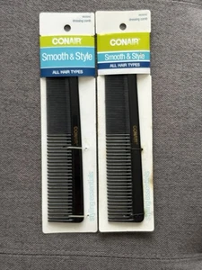 NOS 2 - Conair Smooth & Style Barber Comb - 2 Ct Black ( 7 1/4") All Hair Types - Picture 1 of 8