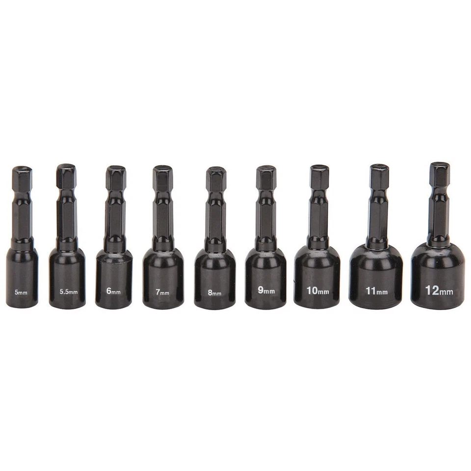 9 PC MAGNETIC HOLDER HEX NUT DRIVER BIT TOOL SET METRIC MM NUT SETTER KIT - Image 1 of 1