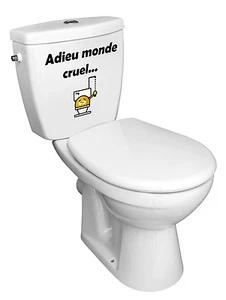 ADIEU MONDE CRUEL WC TOILETTE HUMOR 20cmX17cm AUFKLEBER STICKER (WA019) - Bild 1 von 1