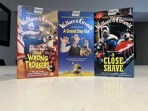 Wallace & Gromit BBC VHS (Wrong Trousers, Grand Day Out, Close Shave) 3 Tapes - Picture 1 of 2