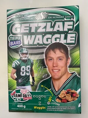 GETZLAF WAGGLE TRIPLE BERRY CEREAL BOX SASKATCHEWAN ROUGHRIDERS 2013 RARE Sealed - Image 1 of 4