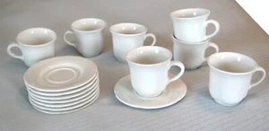 Pfaltzgraff Filigree Coffee Tea Cups and Saucers White Lot of 7 + Extra Saucer - Picture 1 of 6