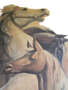 Mid Century MCM Art RF Harnett Horses Western Ranch Lithograph Framed 9x15 M13 - Picture 1 of 5
